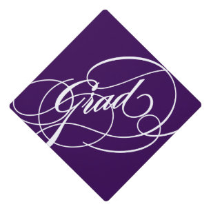 Scripted Grad in Purple Graduation Cap Topper