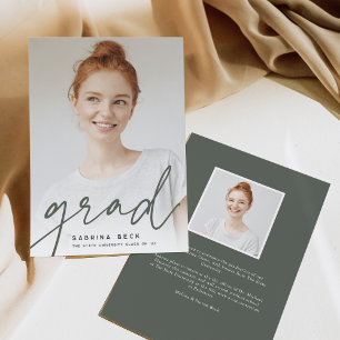 Scripted Grad Photo Graduation Announcement