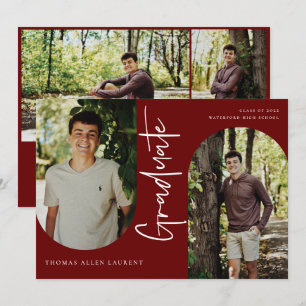 Scripted Graduate Arched Frame 4 Photo Invitation