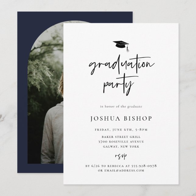 Scripted Graduation Party Photo Invitation (Front/Back)