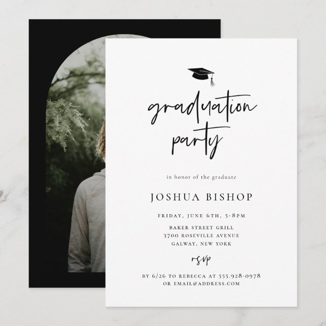 Scripted Graduation Party Photo Invitation (Front/Back)