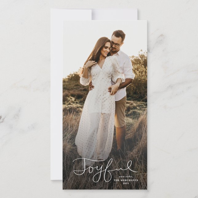 Scripted joyful photo christmas holiday card (Front)