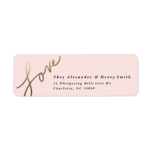 Scripted Love Faux Foil Return address label