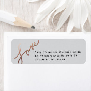 Scripted Love Rose Gold Foil   Return address