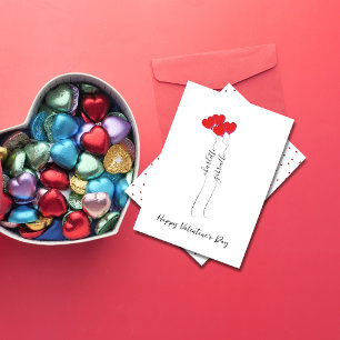 Scripted Name With Heart Balloon Valentine's Day Holiday Card