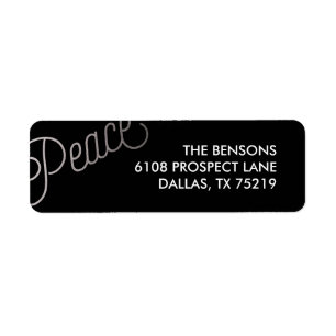 Scripted Silver Peace Holiday Return Address Label