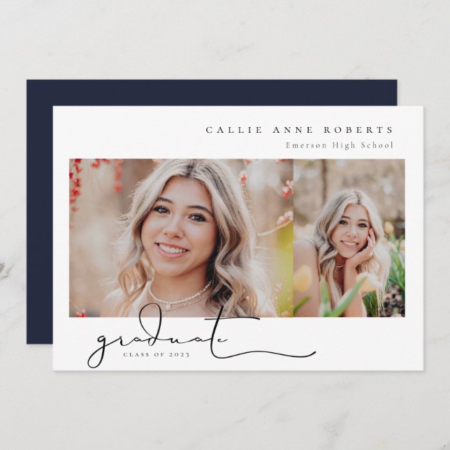 Scripted Snapshot Graduation Photo Announcement (Front/Back)