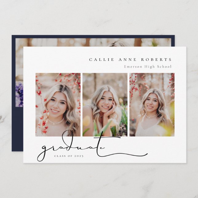 Scripted Snapshot Graduation Photo Invitation (Front/Back)
