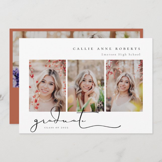 Scripted Snapshot Graduation Photo Invitation (Front/Back)