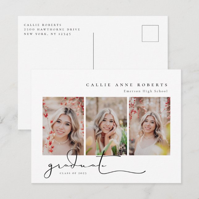 Scripted Snapshots Photo Graduation Announcement  Postcard (Front/Back)
