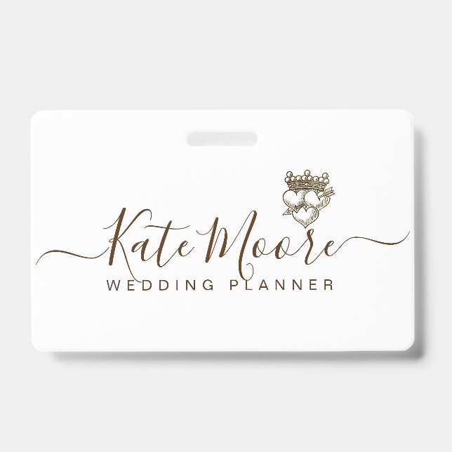 Scripted WeddingEvent Planner Triple Hearts Crown Badge (Front)