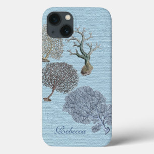 Scripts Nautical coastal chic beach Coral Reef iPhone 13 Case