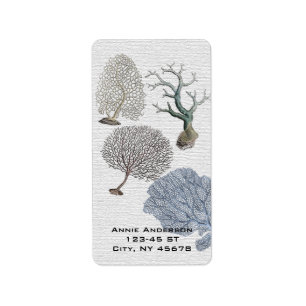 Scripts Nautical coastal chic beach Coral Reef Label