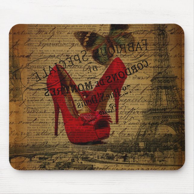 scripts paris eiffel tower stilettos fashionista mouse pad (Front)