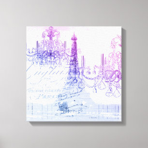 scripts purple chandelier paris eiffel tower canvas print