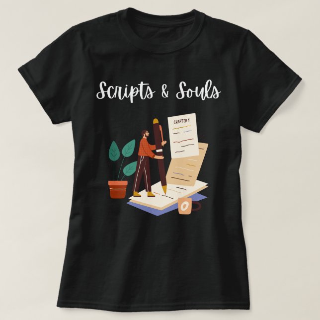 "Scripts & Souls" for Psychologists T-Shirt (Design Front)