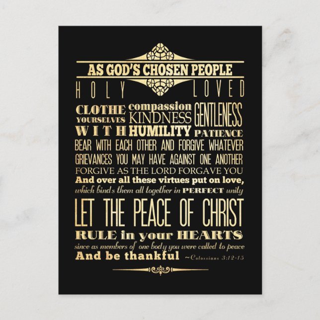 Scriptural Bible Verse - Colossians 3:12-13 Postcard (Front)