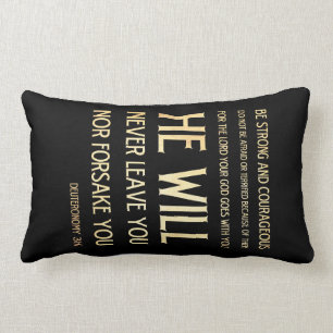 Scriptural Bible Verse - Deuteronomy 31:6 Lumbar Pillow
