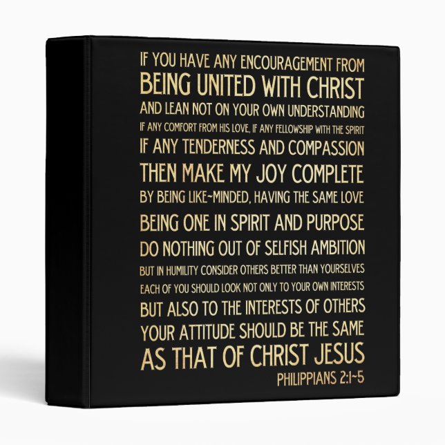 Scriptural Bible Verse - Philippians 2:1-5 Binder (Front/Spine)