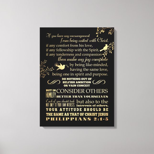 Scriptural Bible Verse - Philippians 2: 1-5 Canvas Print (Front)