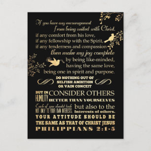 Scriptural Bible Verse - Philippians 2: 1-5 Postcard