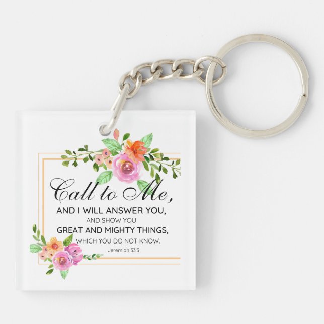 Scriptural Inspiration keychain- Jeremiah 33:3 Keychain (Back)