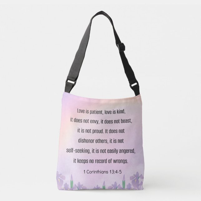 Scripture, 1 Corinthians 13 4-5, Crossbody Bag (Front)