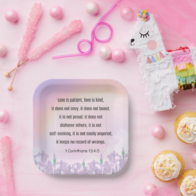 Scripture, 1 Corinthians 13 4-6, Love, Paper Plate (Party)
