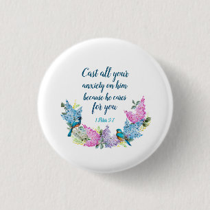 Scripture 1 Peter 5:7   1 Inch Round Button