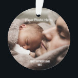 Scripture and Photo, First Father's Day Ornament<br><div class="desc">Fathers are so important! And an upstanding, good father is a blessing and a treasure to his children as Proverbs 20:7 proclaims, “A righteous man walks in integrity; Blessed are his children after him.” This design features the portion of scripture in colourful and modern fonts. Perfect for Father’s day or...</div>