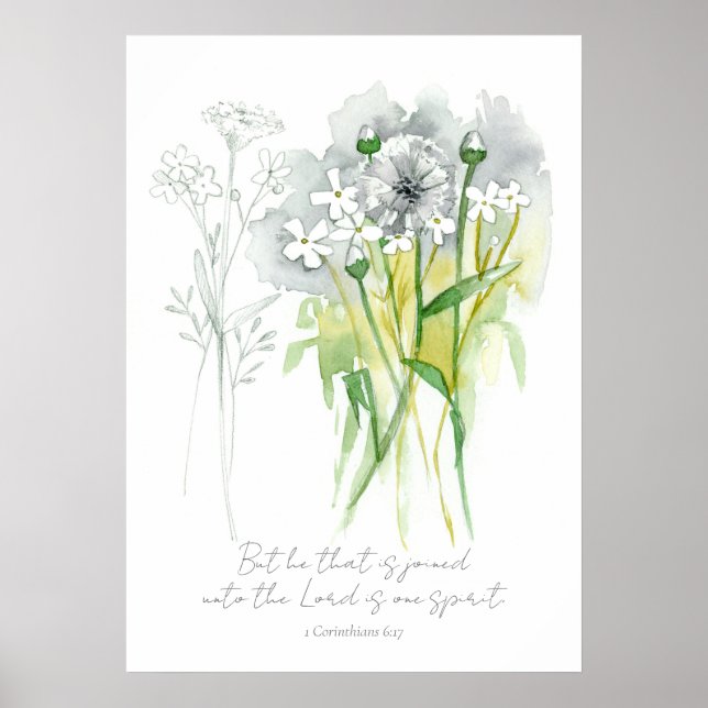 Scripture Bible Verse 1 Corinthians Botanical Poster (Front)