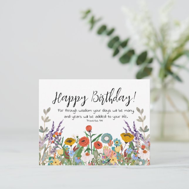 Scripture Birthday Greeting Card Proverbs 9:11 (Standing Front)
