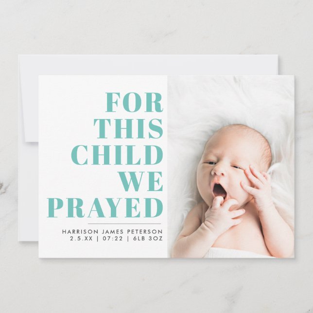 Scripture | BLUE | Photo Birth Announcement (Front)