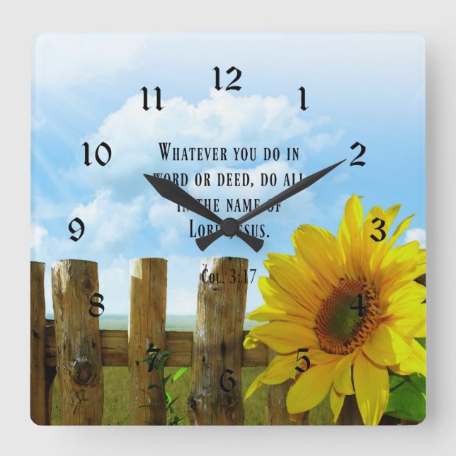 Scripture, Colossians 3:17 Square Wall Clock (Front)