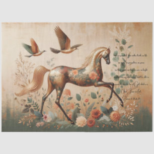 Scripture & Elegant Floral Equine, Decoupage  Tissue Paper