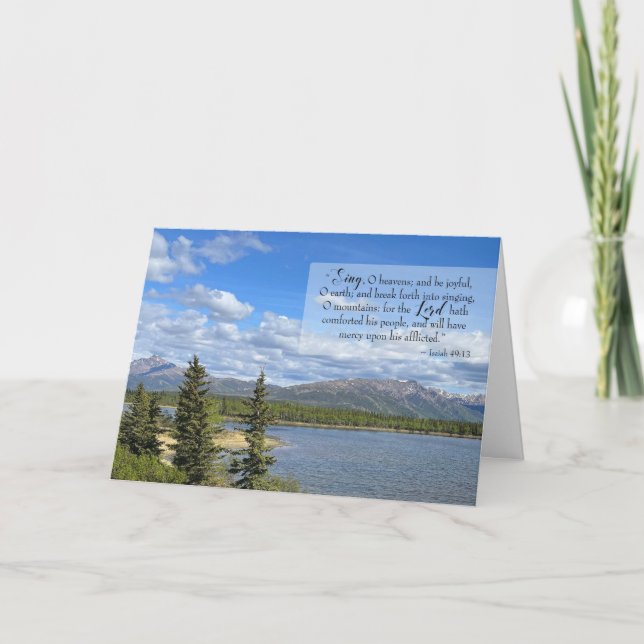 Scripture Encouragement Alaskan Lake and Mountains Card (Front)
