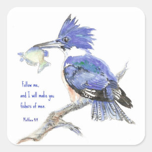 Scripture, Fishers of Men, Inspirational, Matthew Square Sticker
