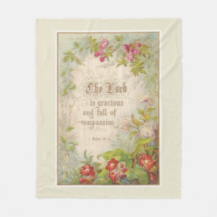 Scripture Flowers Greenery Vintage Antique Fleece Blanket