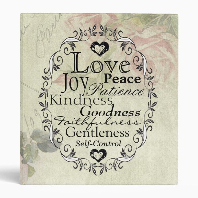 Scripture Fruit of the Spirit Vintage Rose Binder (Front)