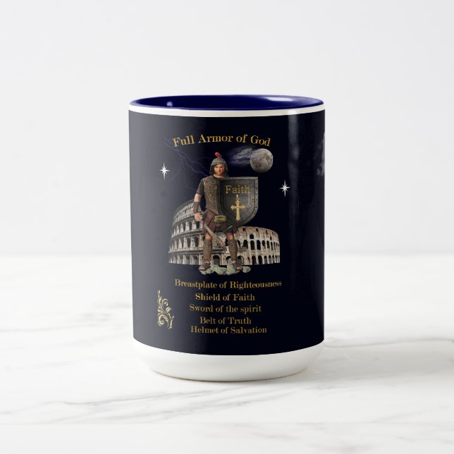 Scripture Full Armour of GOD Two-Tone Coffee Mug (Center)