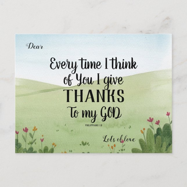 Scripture Greeting Post Card I Give Thanks (Front)