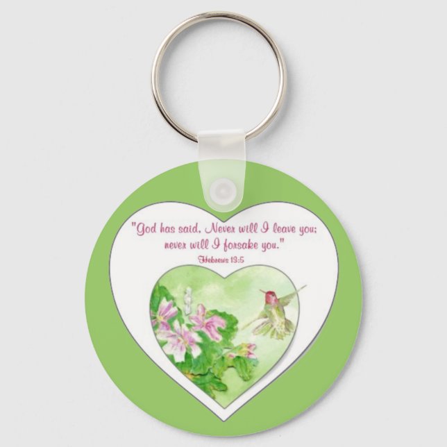 Scripture Hebrews 19:5 Never will I leave You Keychain (Front)