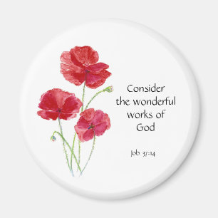 Scripture, Inspirational, Quote, Flower, Poppy Magnet