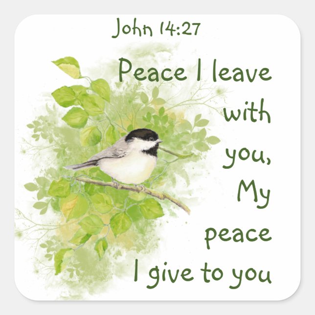 Scripture John 14:27 My Peace I leave with You Square Sticker (Front)