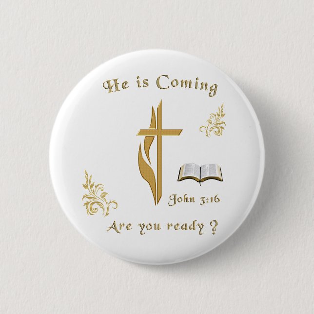Scripture John 3:16 2 Inch Round Button (Front)