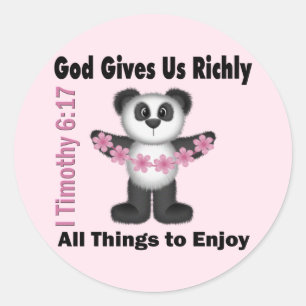 Scripture Panda Bear Classic Round Sticker