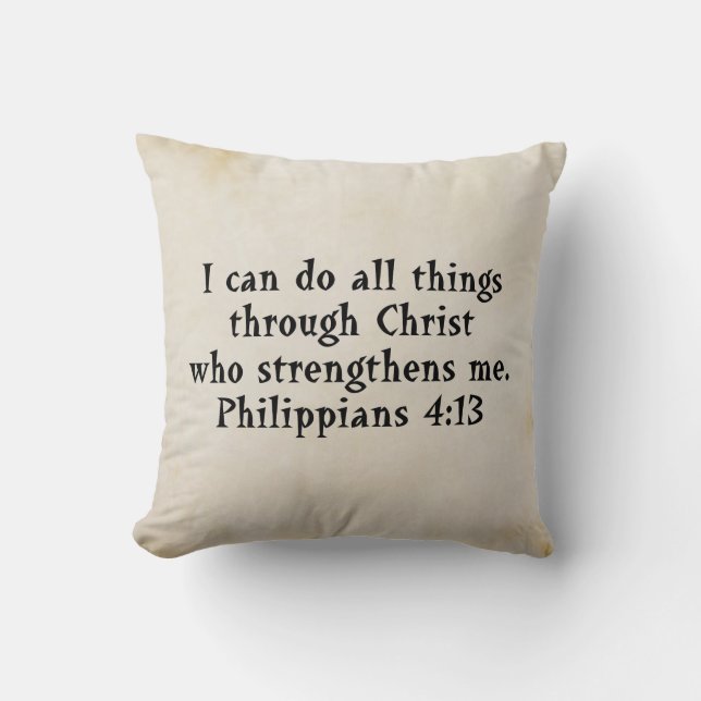 scripture philippians 4:13 throw pillow (Front)