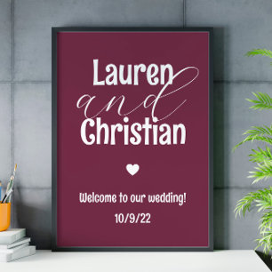 Scripture Plum Wedding Welcome Sign