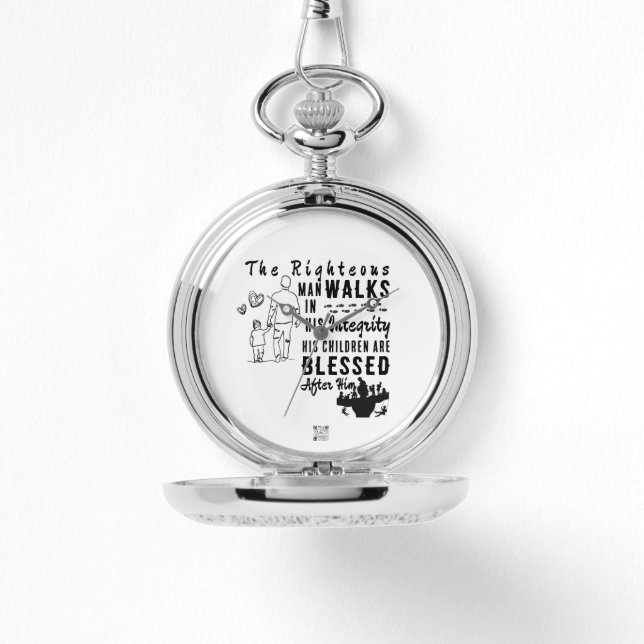 Scripture Pocket Watch Father's Day Proverbs 20:7 (Front)