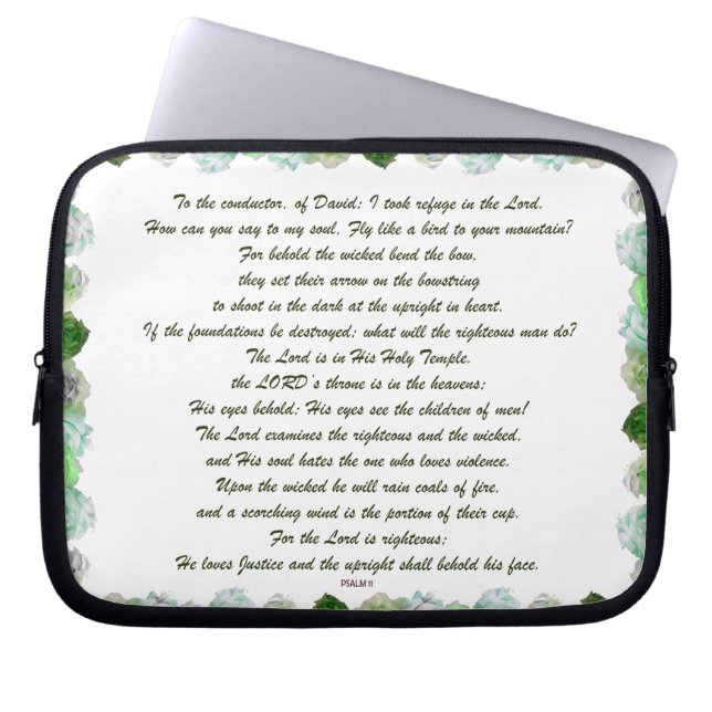 Scripture, Psalm 11, Bible Verse, Laptop Sleeve (Front)